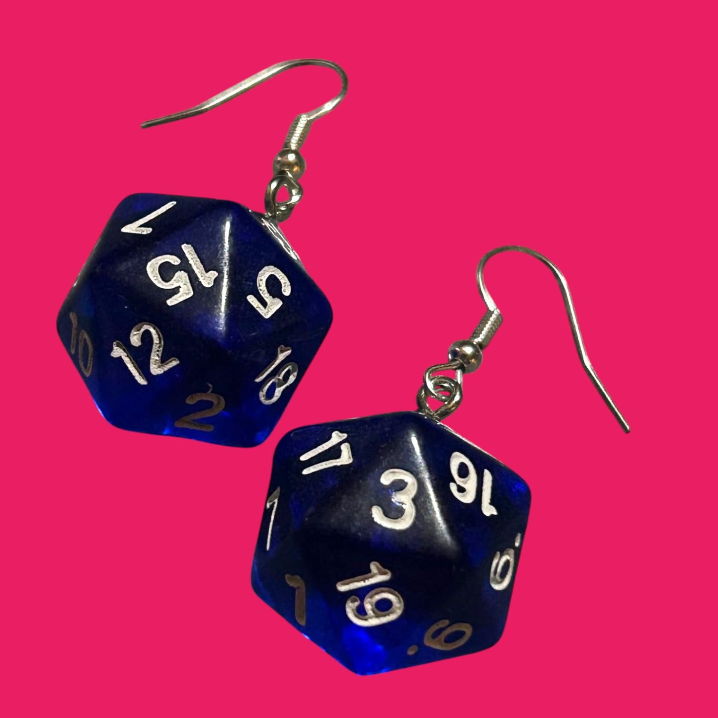 20 Dice - Blue - Novelty Earring