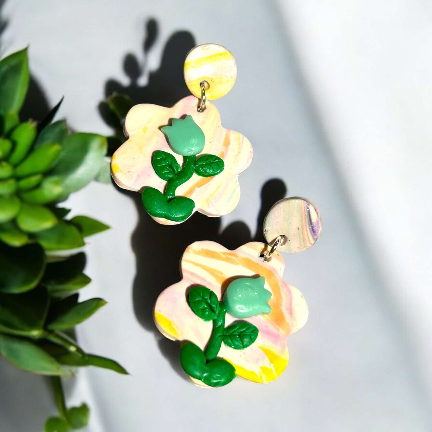 Blue Tulip - Clay Earring