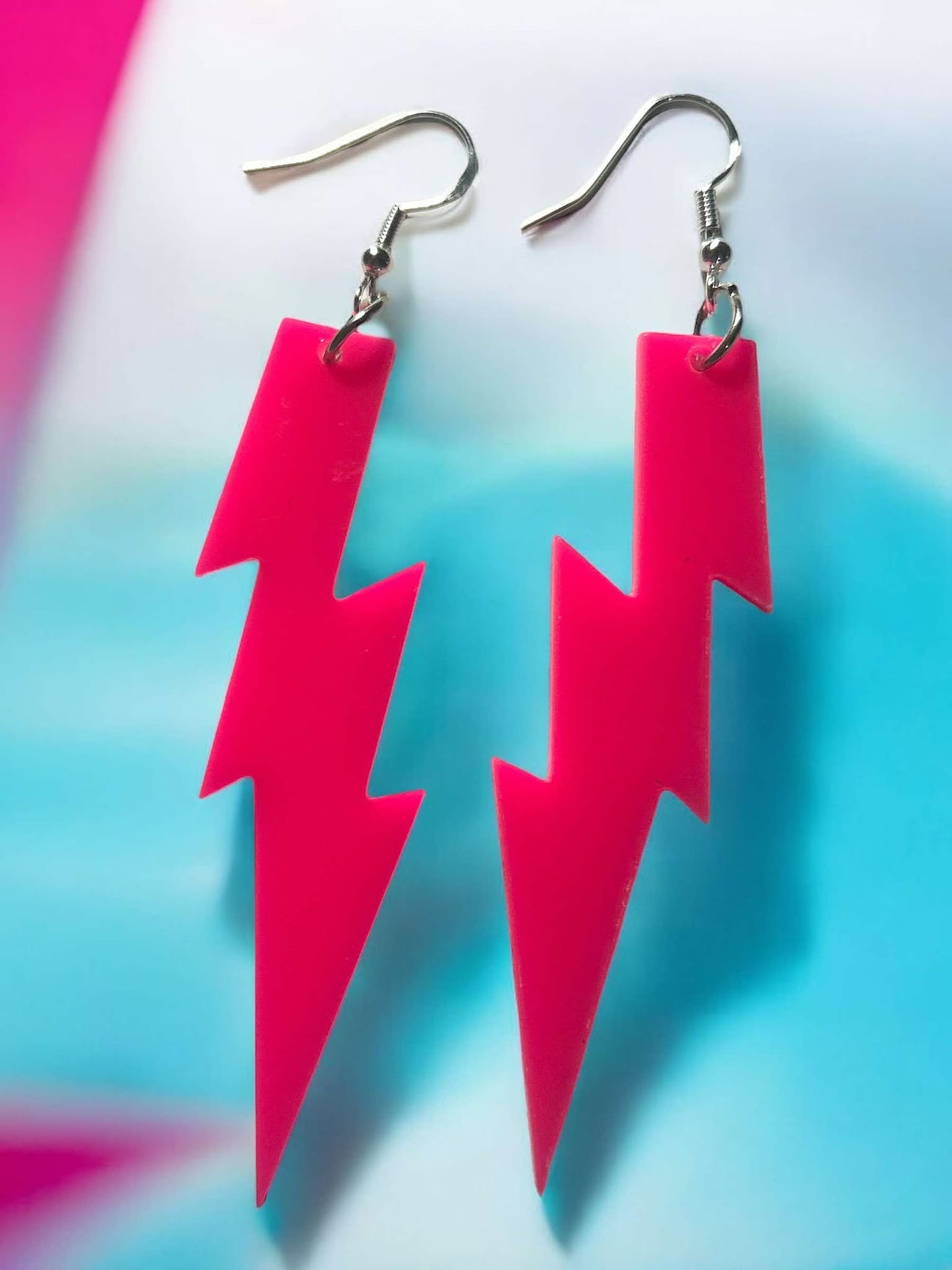 Neon Pink Bolt - Novelty Earring