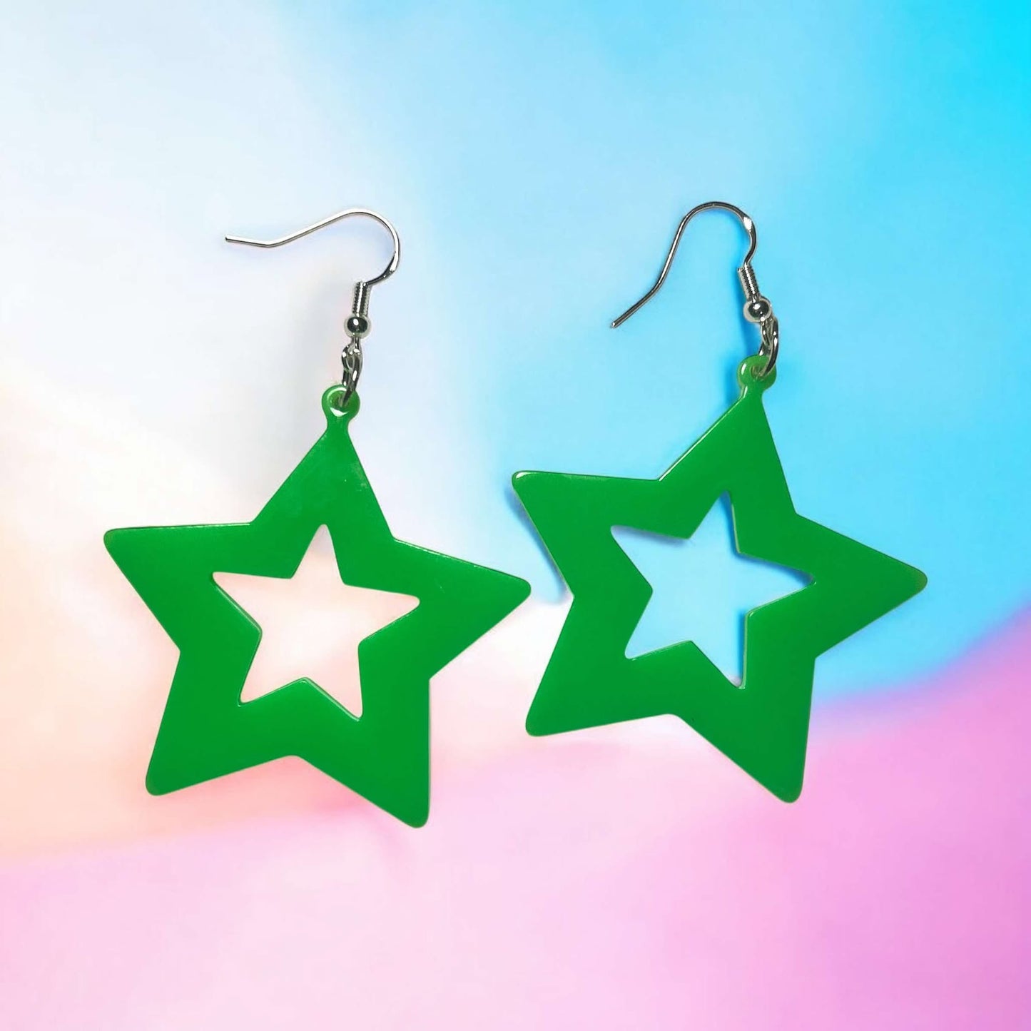 Neon Green Star - Novelty Earring