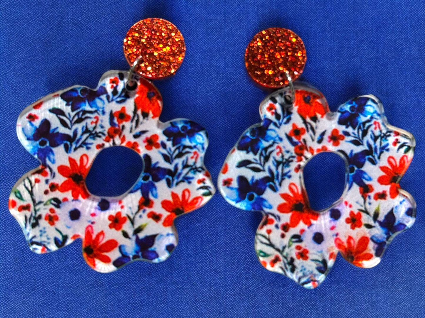 Floral Patriotic Flowers - Novelty Earring