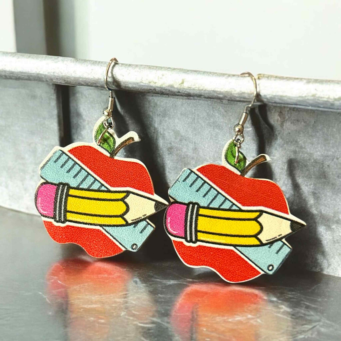 Pencil Apple - Novelty Earring