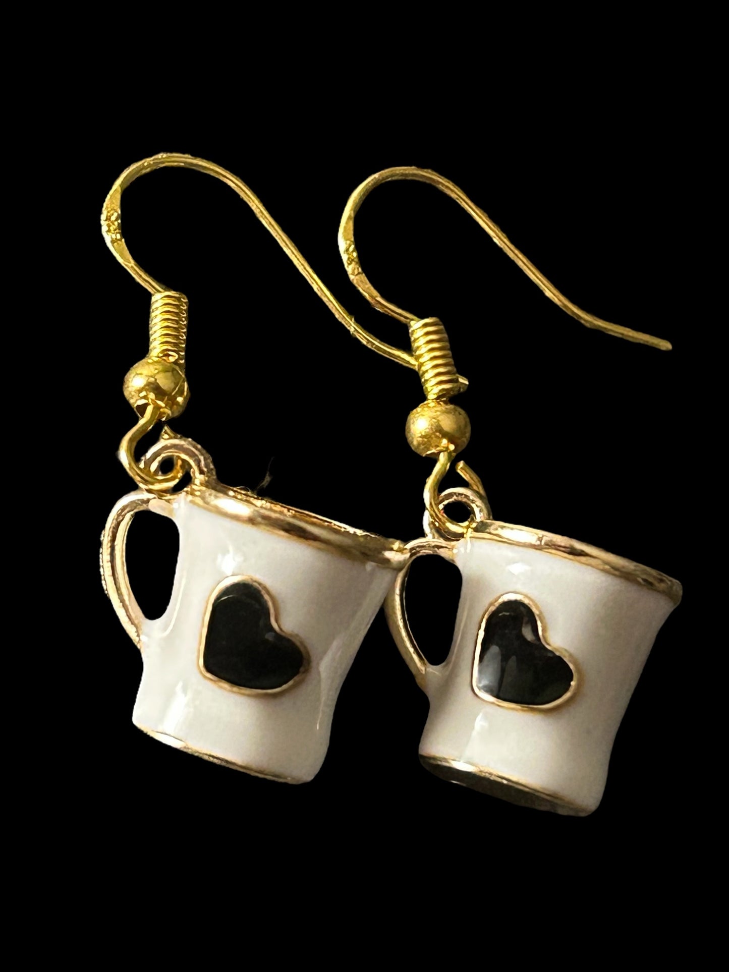 White Heart Coffee Cup - Novelty Earring