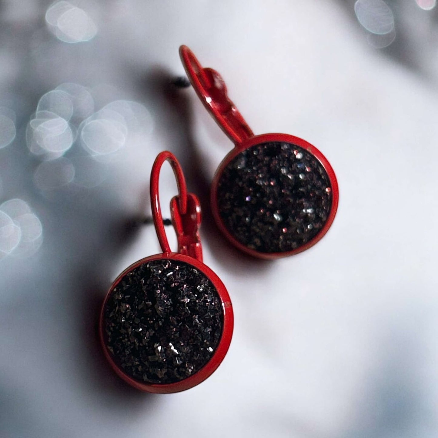 Burgundy Druzy - Novelty Earring