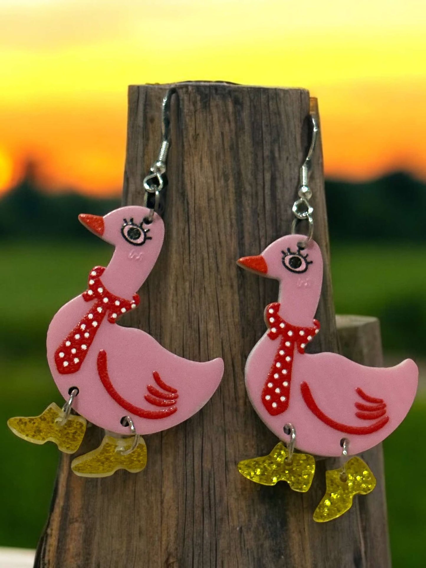 Pink Boot Goose - Novelty Earring