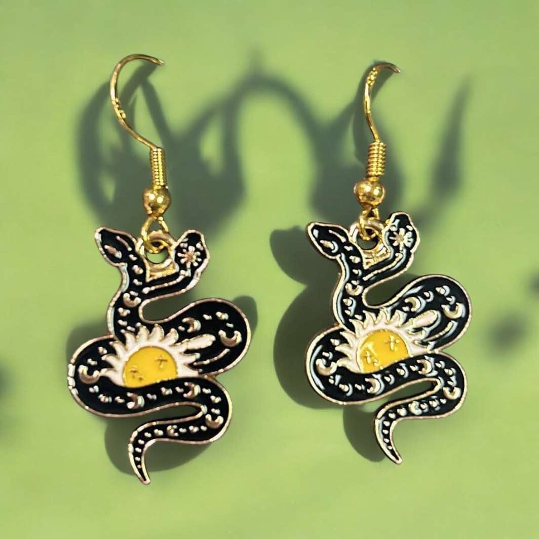 Snake with Sun - Novelty Earring