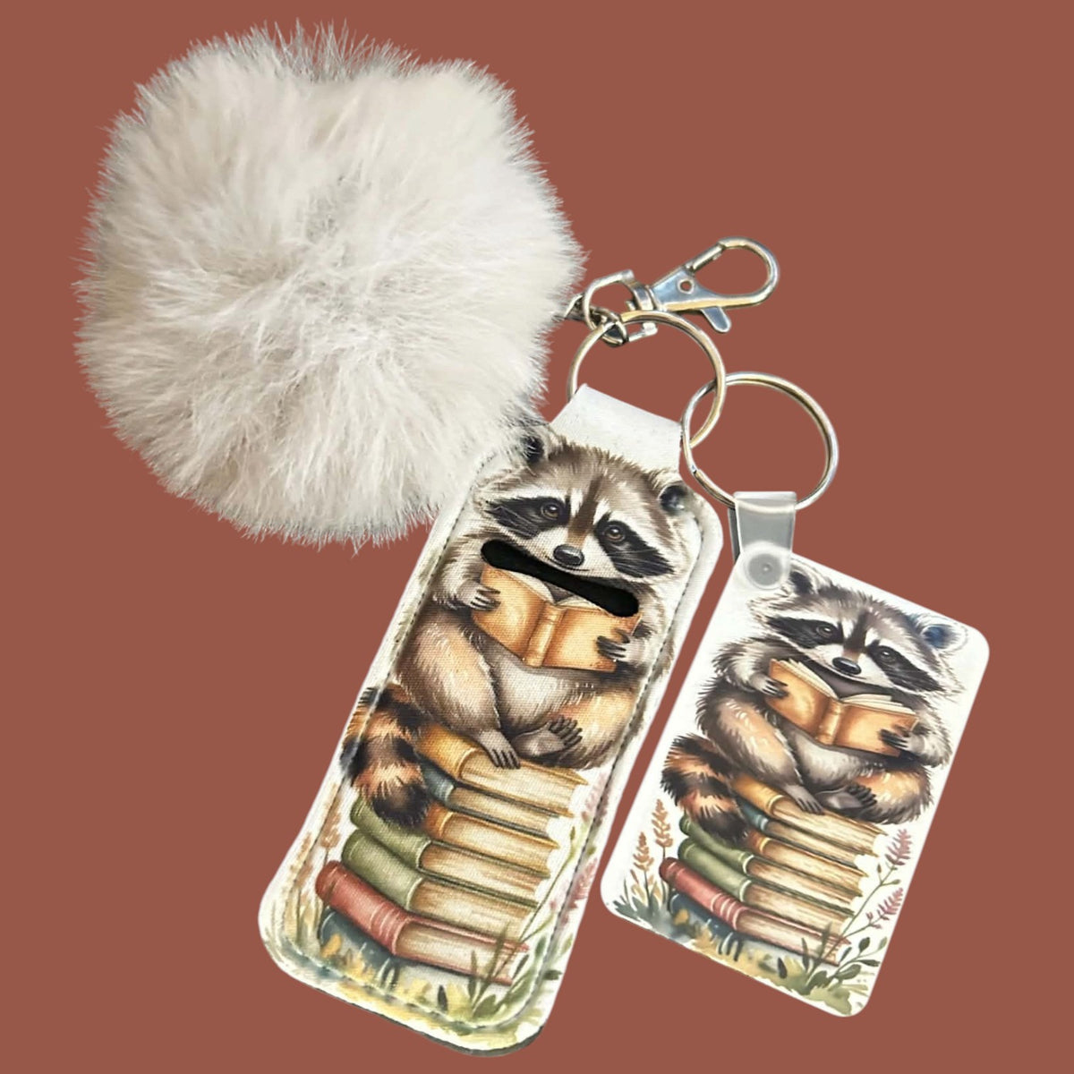 Keychain Bundle - Reading Raccoon