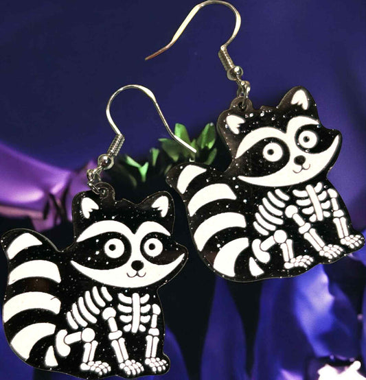 Skeleton Raccoon - Novelty Earring