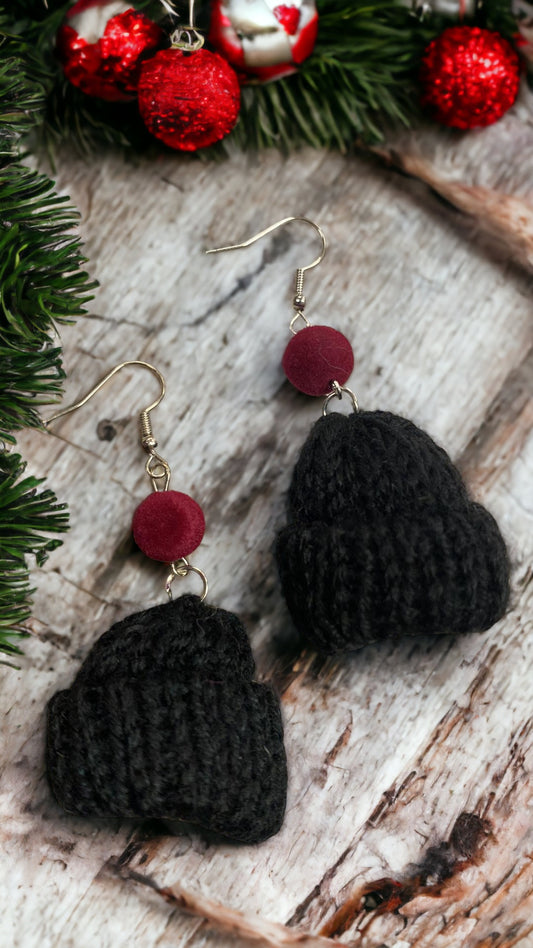 Black Beanie - Novelty Earring