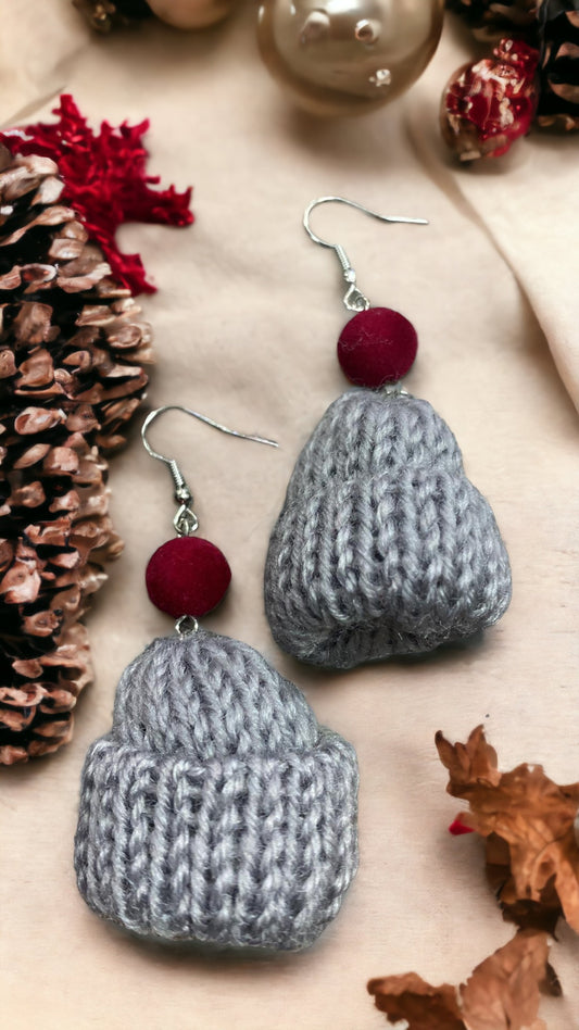 Grey Beanie - Novelty Earring