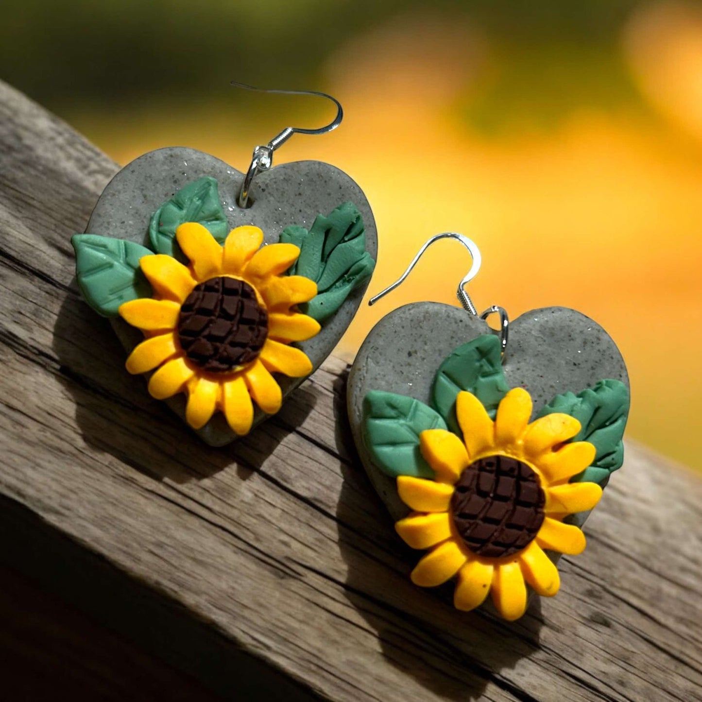 Clay Earring - Sunflower Heart