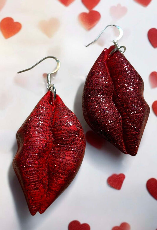 Clay Earring - Red Lips