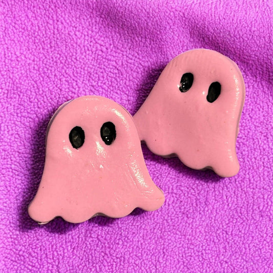 Pink Ghost - Large - Clay Earring