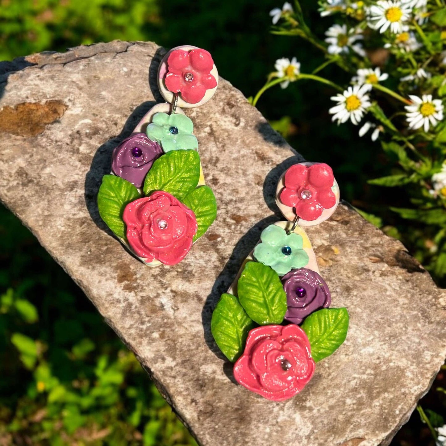 Clay Earring - Spring Floral Mix