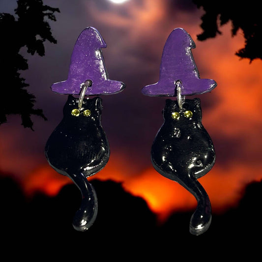 Witch Cat - Clay Earring