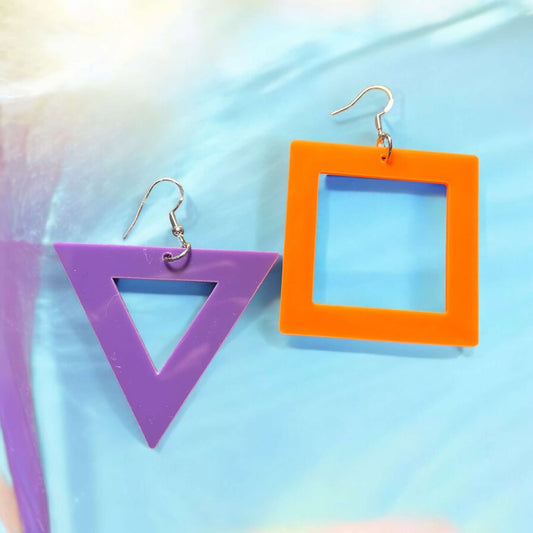 Purple Orange Shape - Novelty Earring