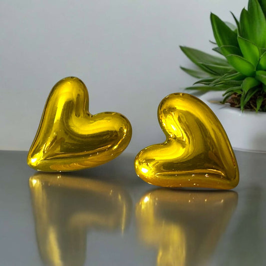 Gold Heart Mylar Balloon - Novelty Earring