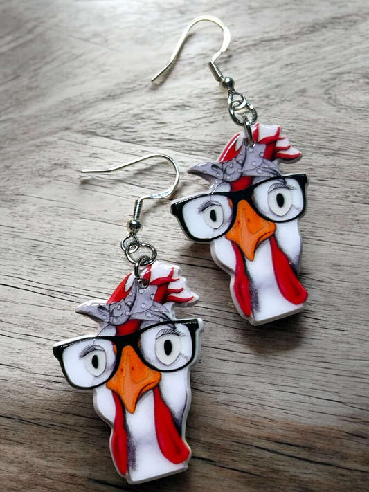 Glasses Chicken - Novelty Earring