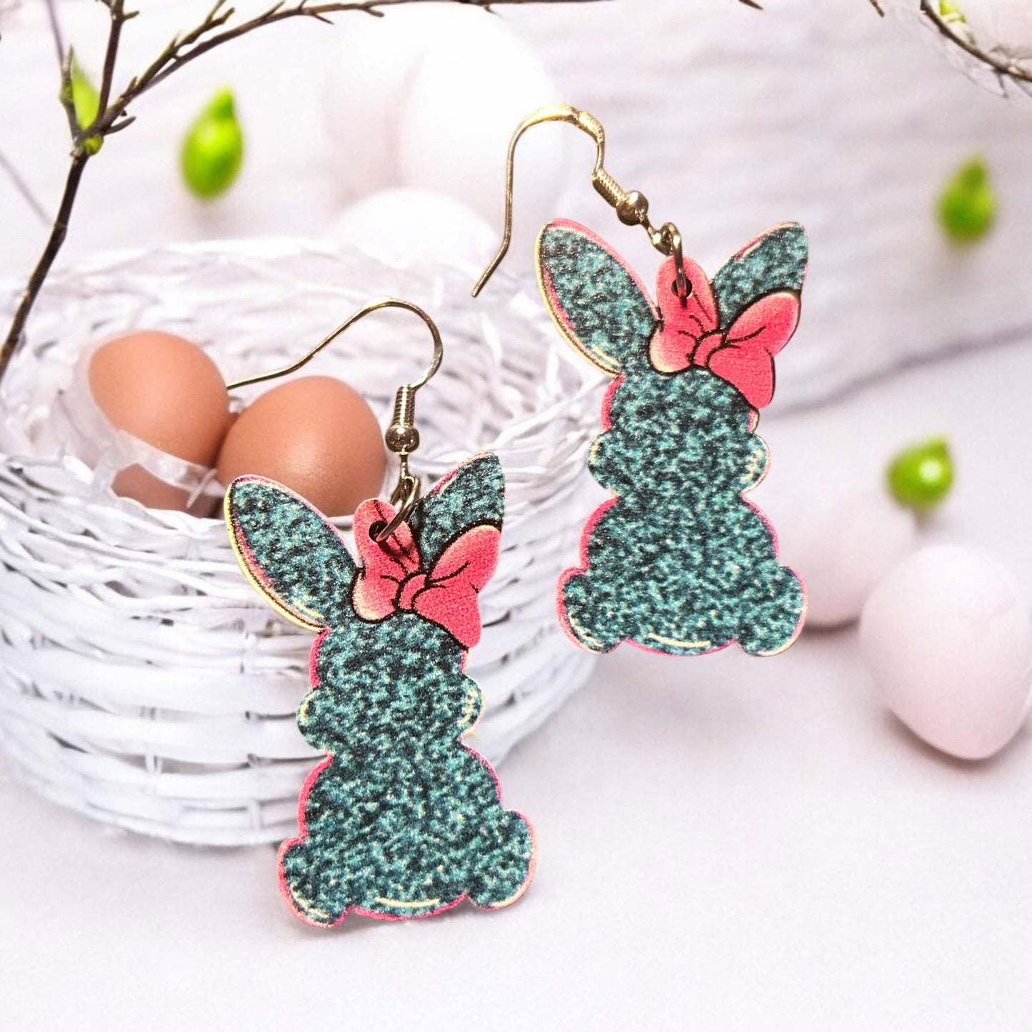 Blue & Black Bunny - Novelty Earring