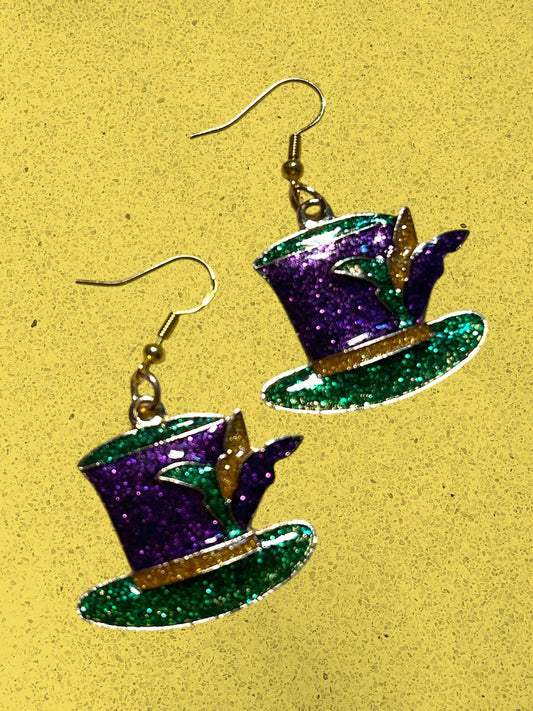 Mardi Gras Hat - Novelty Earring