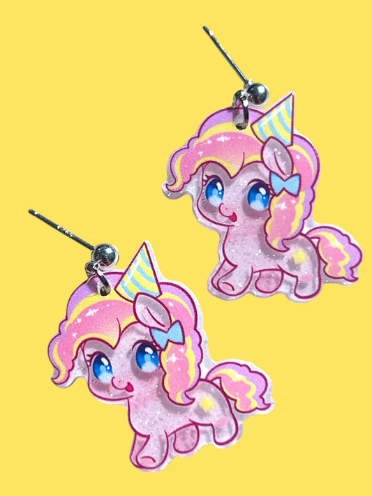 Party Hat Glitter Pony - Novelty Earring