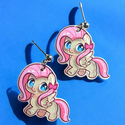 Tan Glitter Pony - Novelty Earring