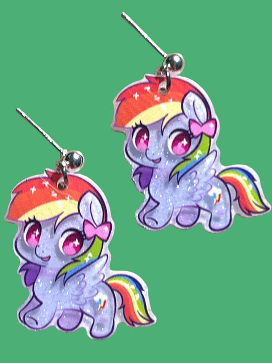 Rainbow Glitter Pony - Novelty Earring