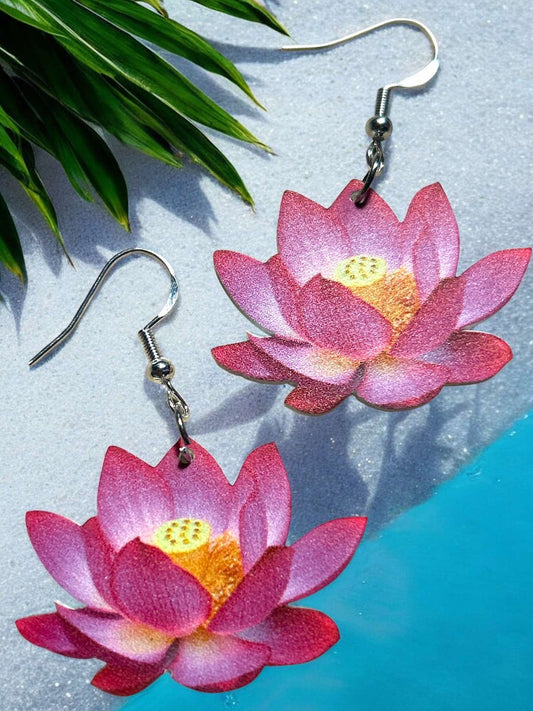Pink Lotus - Novelty Earring