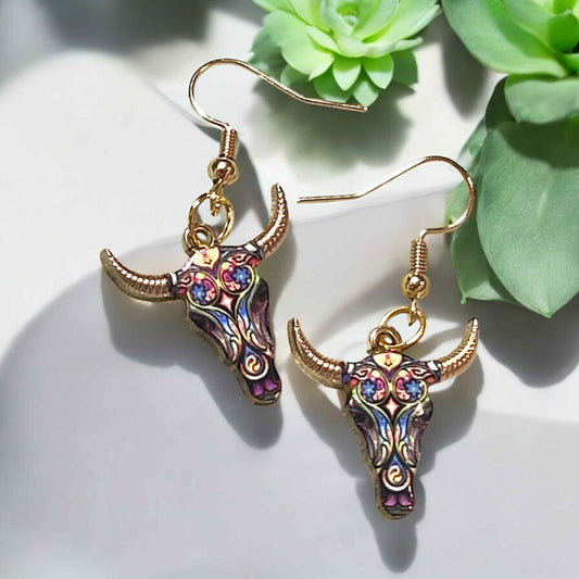 Steer Skull - Black - Novelty Earring