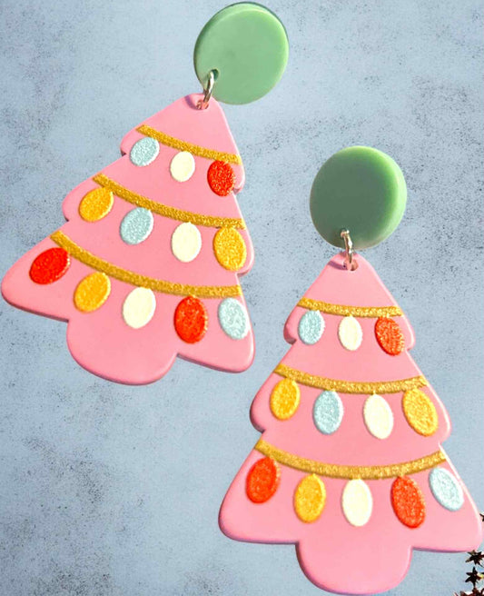 Pink Tree - Novelty Earring