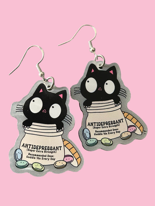 Antidepressant Cat - Novelty Earring