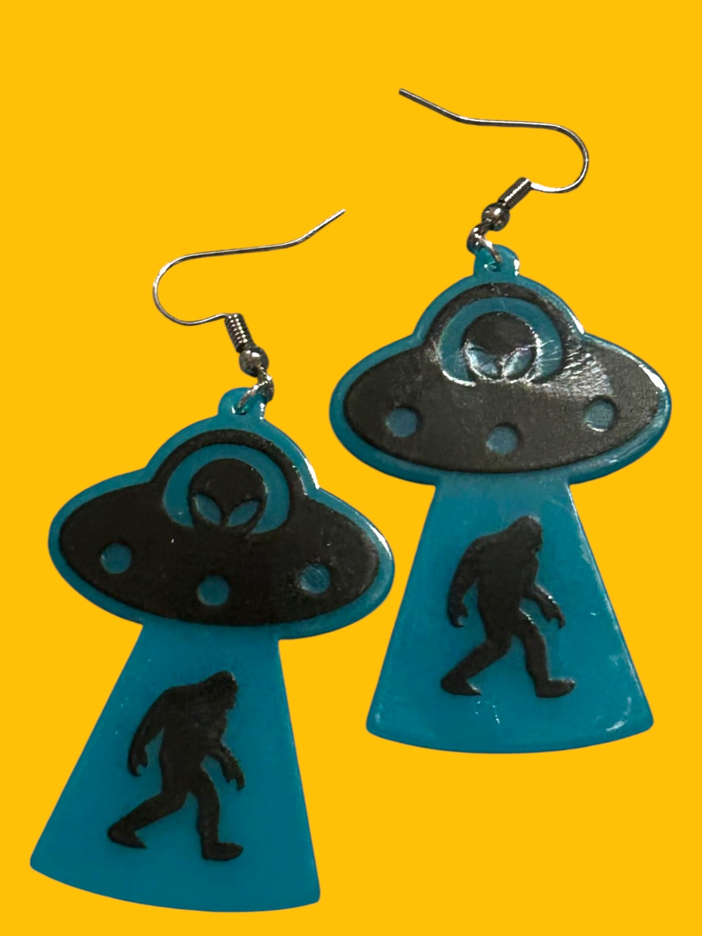 Big Foot UFO Blue - Novelty Earring