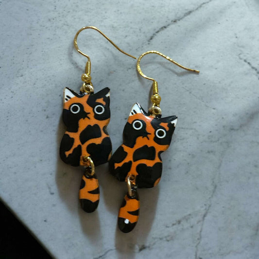 Black Orange Cat - Novelty Earring