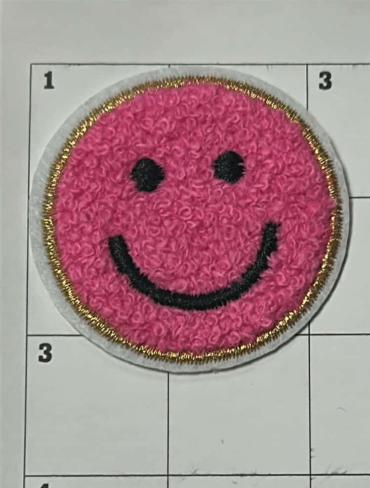 Chenille Smiley - Purple - Patch