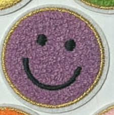 Chenille Smiley - Purple - Patch