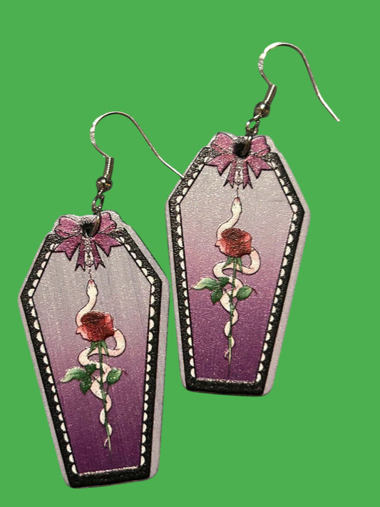 Coffin Snake Rose - Novelty Earring
