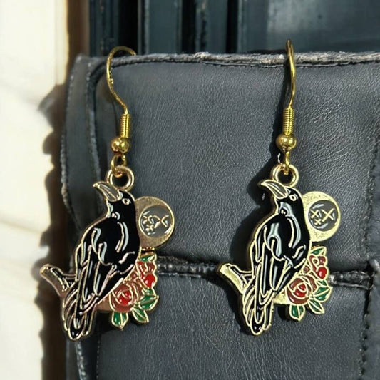 Crow Rose - Novelty Earring