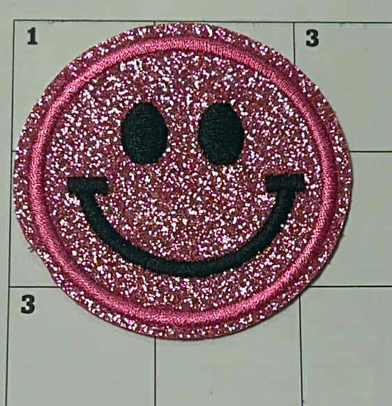 Glitter Smiley - Gold - Patch