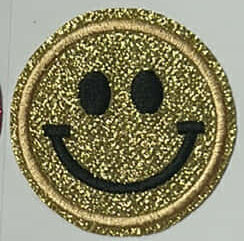 Glitter Smiley - Gold - Patch