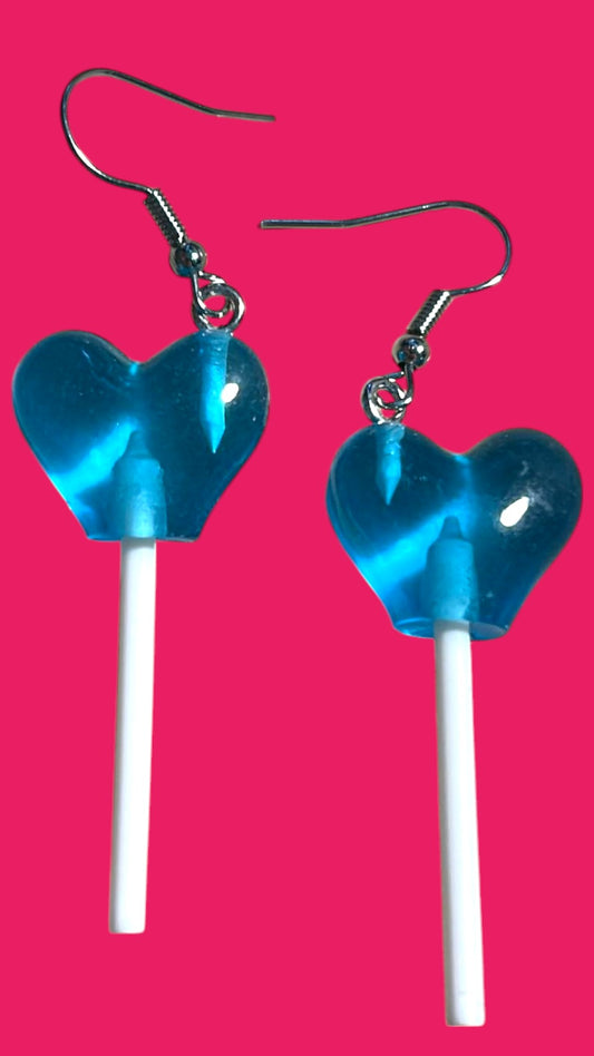 Heart Sucker - Blue - Novelty Earring