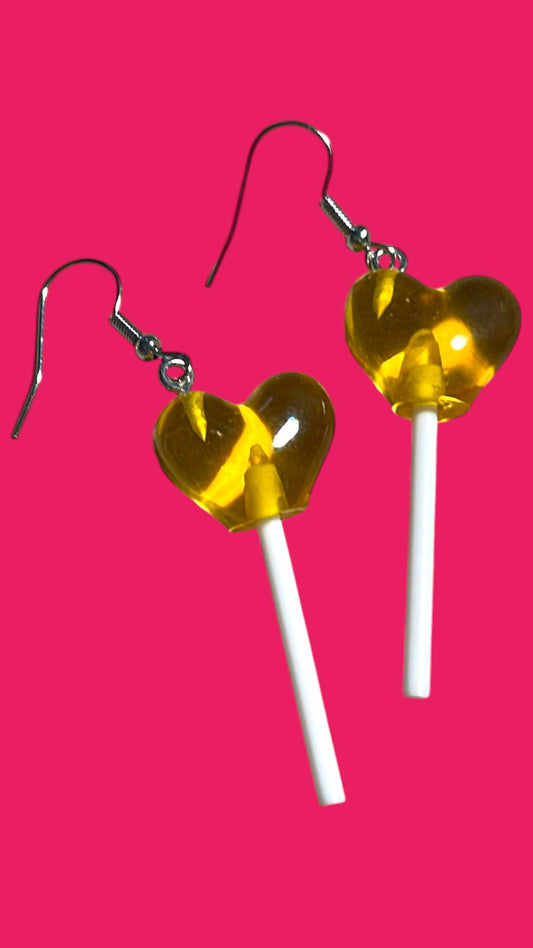 Heart Sucker - Yellow - Novelty Earring