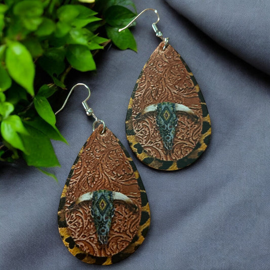 Turquoise Steer Skull - Novelty Earring