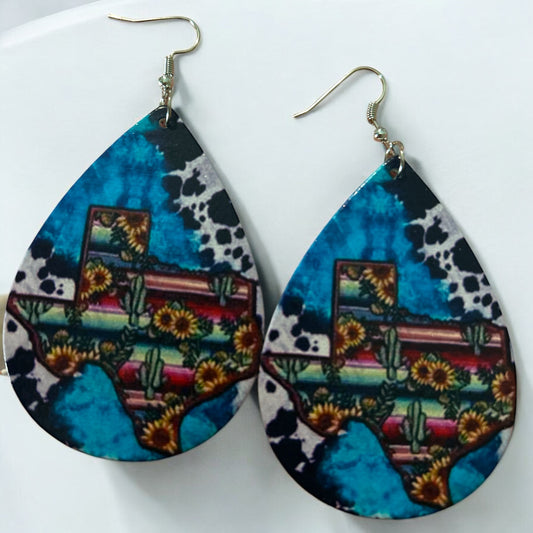 Serape Teal Texas - Novelty Earring