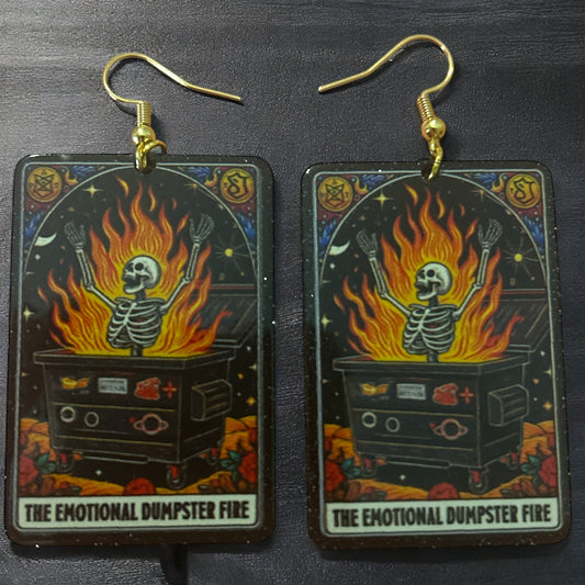 Dumpster Fire Tarot (L) - Novelty Earring