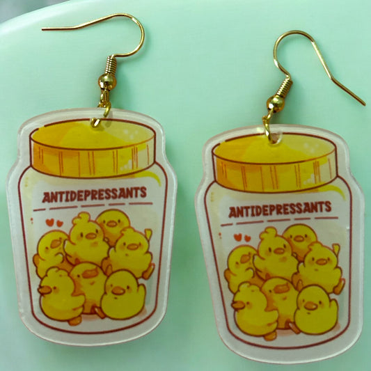 Antidepressant Yellow Chicks - Novelty Earring