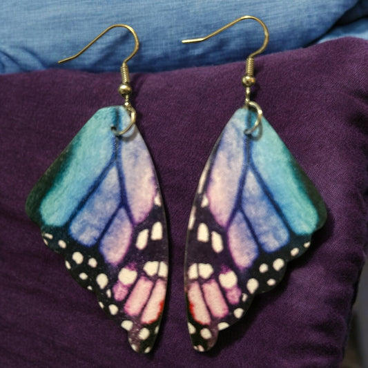 Purple/Blue Butterfly Wing - Novelty Earring