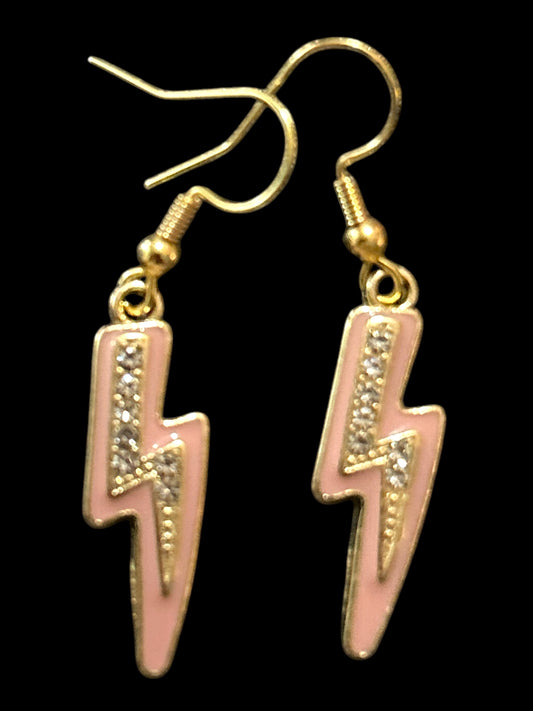 Light Pink Bling Bolt - Novelty Earring