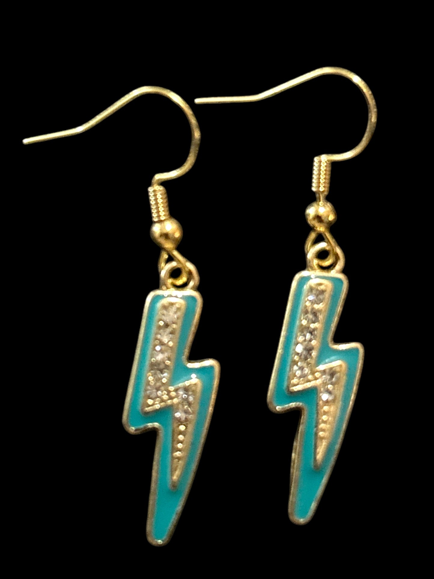 Teal Bling Bolt - Novelty Earring