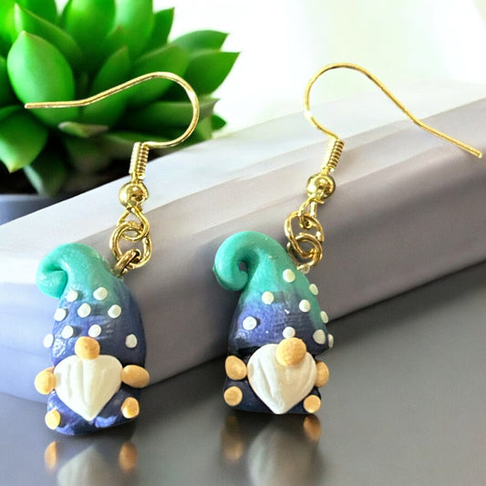 Teal Clay Gnome - Novelty Earring