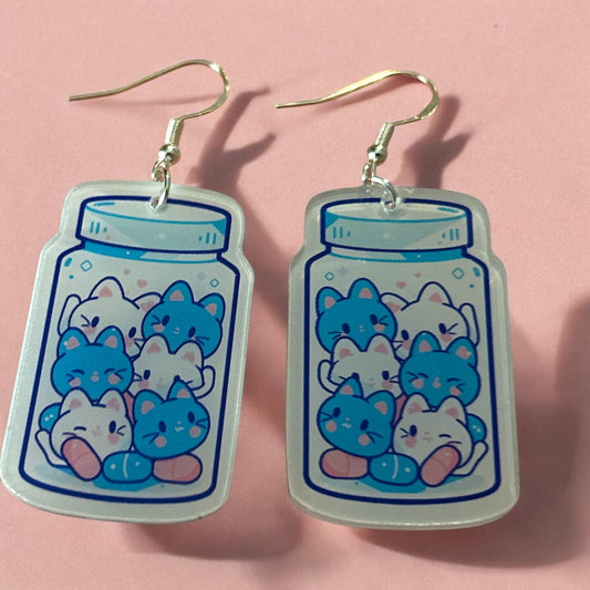 Cats In Jar - Novelty Earring